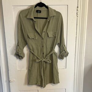 VICI Olive Green Button-Up Romper